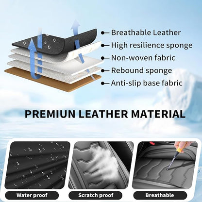 Fit Compass Car Seat Covers for Jeep Compass 2007-2025 2026 -Full Set Premium Leather, Waterproof & Breathable，All-Weather Seat Cushion Protecto & Airbag Compatible, 5 Seats Black