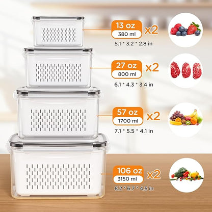 8-Pack Fruit Storage Containers