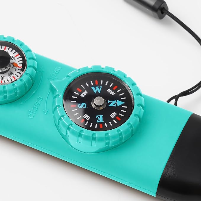 Emergency Survival Safety Whistle，Whistle for Kids with Lanyard,Compass,Thermometer,Ideal for Kayaking, Boating, Hiking, Camping, Climbing