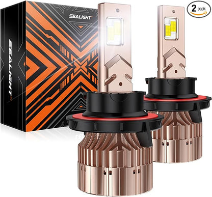 SEALIGHT H13 Led Bulbs 84,000LM 900% Brightness 9008 Light Bulbs, 6000K Cool White H13 Light Bulbs with 25000RPM Fan, Plug and Play ATV/UTV, 10-Year Extended Lifespan IP68 Waterproof, Pack of 2