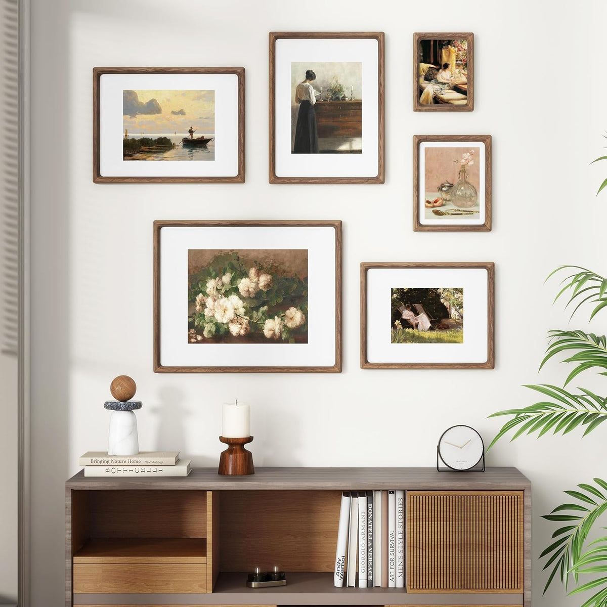 Heimlove 24x36 Picture Frames Natural Walnut,Original Wood Hand Make Crafted Poster Frame with Mat to 20x30 Graduation Picture Display,Family Picture,Wedding Picture,Photo,Document Wall Decoration