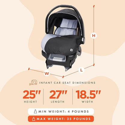 Baby Trend Ally Newborn Baby Infant Car Seat Carrier Travel System with Harness and Extra Cozy Cover for Babies Up to 35 Pounds, Stormy