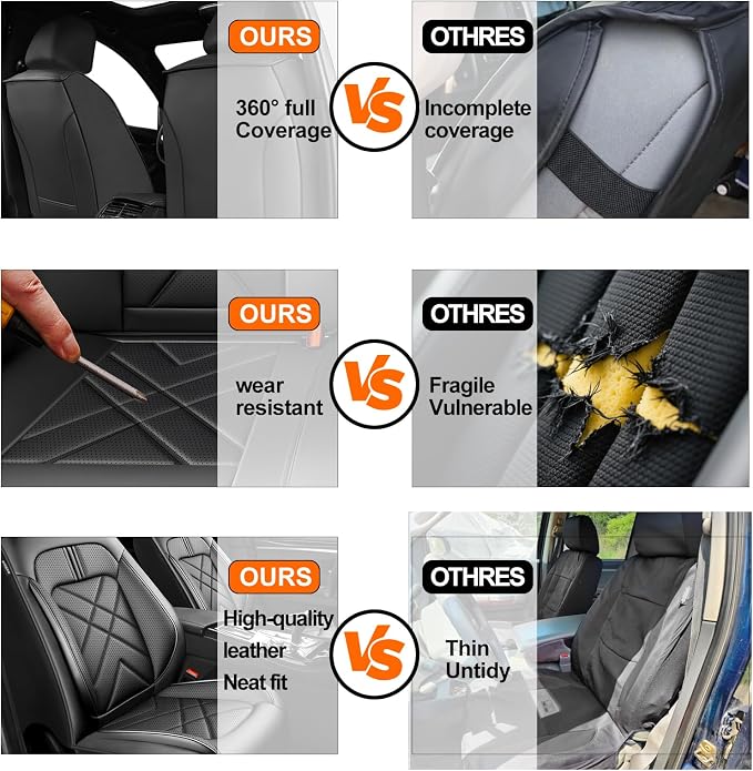 Equinox Car Seat Covers Fit for Chevrolet/Chevy Equinox 2011-2026, Full Coverage Leather Waterproof Breathable Seat Covers, Automotive Seat Protectors, Airbag Compatible, (2 Front Seats, Black)