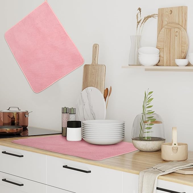 Hushee 2 Pack Extra Large Dish Drying Mat Microfiber Absorbent Dish Drying Pad