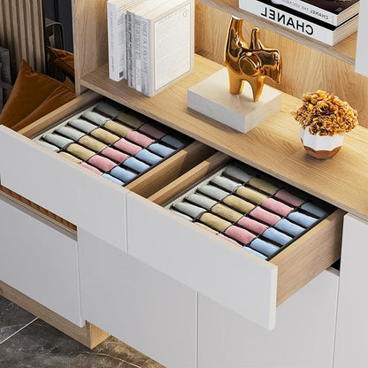 Joyoldelf Drawer Organizer 2 Packs, 24 Cell Collapsible Closet Cabinet Storage