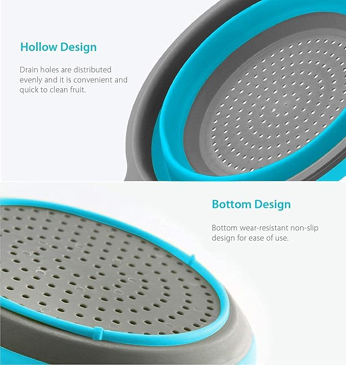 Kitchen Foldable Silicone Strainer Colanders, Collapsible Colanders