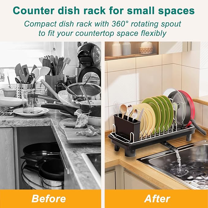 junyuan Compact Dish Drying Rack, Small Dish Rack