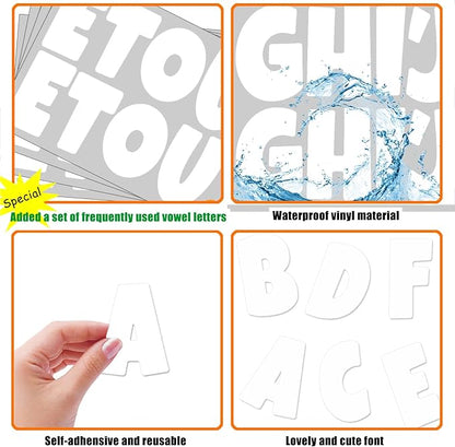 Bemeol Bulletin Board Letters 216 Pcs 2.5 Inch Alphabet Letter Stickers Self-Adhesive Letters for Poster Board Classroom Crafts Home Decor(White)