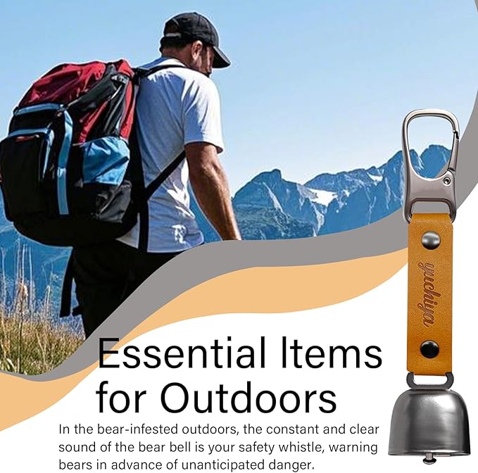 Bear Bell with Magnetic Silencer|Bear Bells for Hiking & Camping|Bear Deterrent Device with Emergency Whistle & Carabiner to Scare Animals|Bear Alarm for Outdoor Biking Fishing Climbing