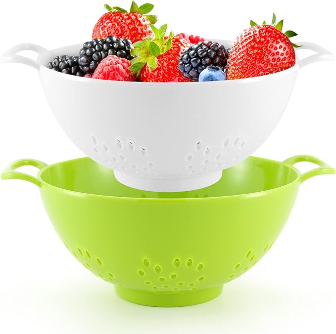 Meadow Lane 6-inch Small Colander, Dishwasher Safe, Double Handles, Compact