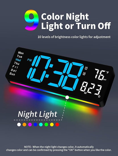 MASHI Digital Wall Clock, Auto-Dimming Wall Clock