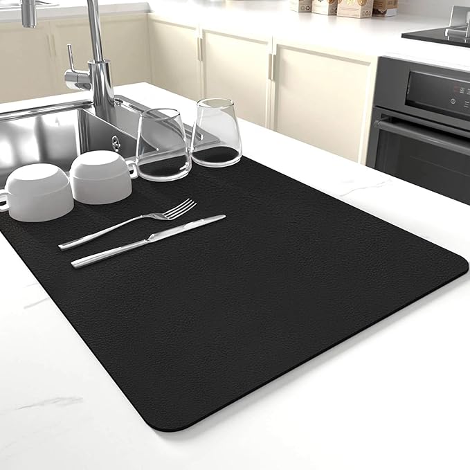 Dish Drying Mat for Kitchen Counter, Drying Mat for Dish Rack, Absorbent Hide