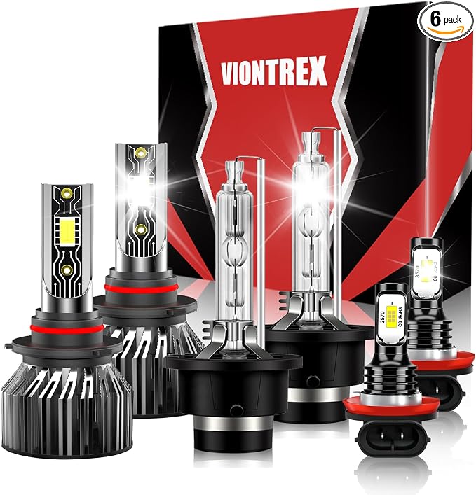 Fit 2007 2008 2009 2010 2011 2012 2013 for Acura MDX mdx Light Bulbs,9005 High Beam D2S Low Beam H11 Fog Light Bulbs, 6500K White Car Light Bulbs,35000LM 700% Brightnes ,Plug and Play IP68 Pack of 6