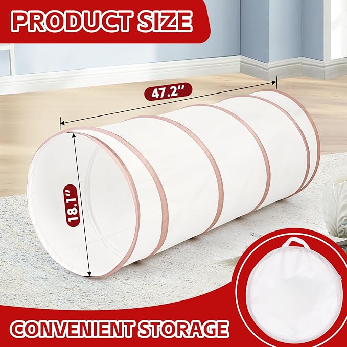 Moncoland Kids Play Tunnel Tent for Toddlers, Pop Up Crawl Tunnel Toy for Baby or Pet with Neutral Color, Collapsible Gift for Boy and Girl Play Tunnel Indoor and Outdoor Game (Beige Tunnel)
