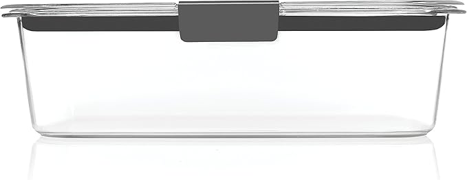 Rubbermaid Brilliance Food Storage Container, Large, 9.6 Cup, Clear 2024351 (Pack of 2)