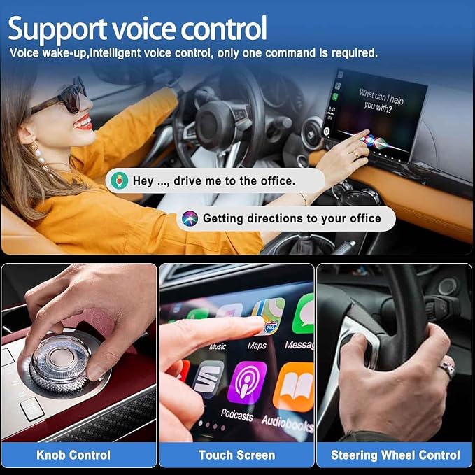 Wireless Carplay Adapter for Toyota Crown 2023 2024 2025 2026, 2-in-1 Car Play Adapter Dongle Plug and Play Android Auto Fast Connection Convert Wired to Wireless,A/Black