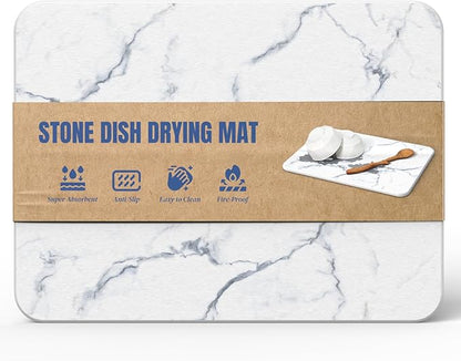 Quick Dry Stone Drying Mat for Kitchen Counter, Water-Absorbent Diatomaceous