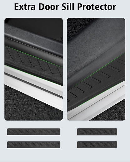 Floor Mats & Cargo Liner Custom Fit for Ford Escape & C-max 2013-2019, Door Sill Guards, All Weather TPE Rubber Anti-Slip 1st & 2nd Row & Trunk Mat Floor Liners for Escape 2019 Accessories