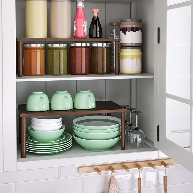 VERTORGAN Cabinet Organizer Shelf, Kitchen Counter Shelves, Bamboo Spice Rack