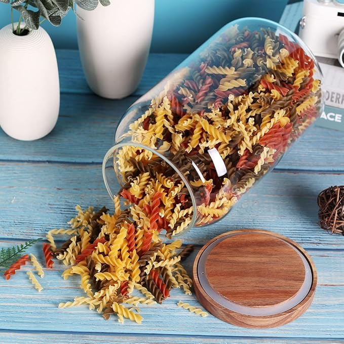 1 Gallon Glass Jar with Airtight Lid and Anti-Skid Bottom for Dry Food Storage
