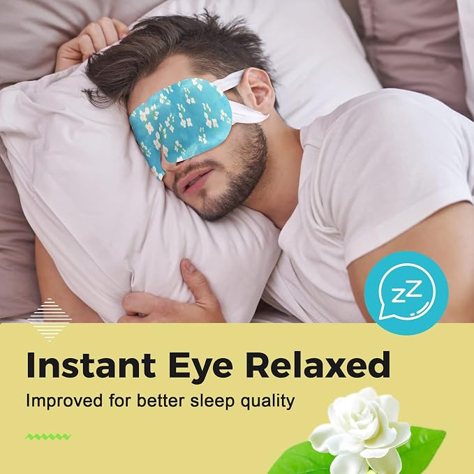 16-Pack Steam Eye Masks for Dry Eyes, Jasmine Warm Eye Mask for Tired Eyes, Relief Fatigue & Dark Circle, Heat Sleep Mask for Puffy Eye, Disposable Eye Mask, Warm Compress for Eyes, Travel Ready