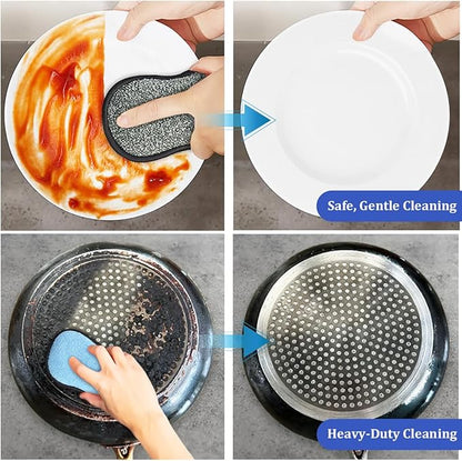 Dish Sponges Kitchen, 12 Pack Multi-Purpose Microfiber Scrub Sponge