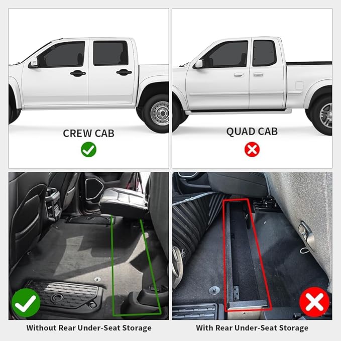 LASFIT Floor Mats 2025 2026 for Ram 1500 Crew Cab Without Rear Under-Seat Factory Storage Bucket Seat (Not for Quad Cab), All Weather TPE Custom Fit Car Mats Floor Liners 1st & 2nd Row, Black