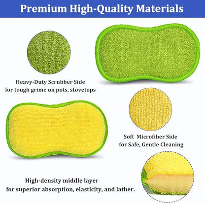 Dish Sponges Kitchen, 12 Pack Multi-Purpose Microfiber Scrub Sponge