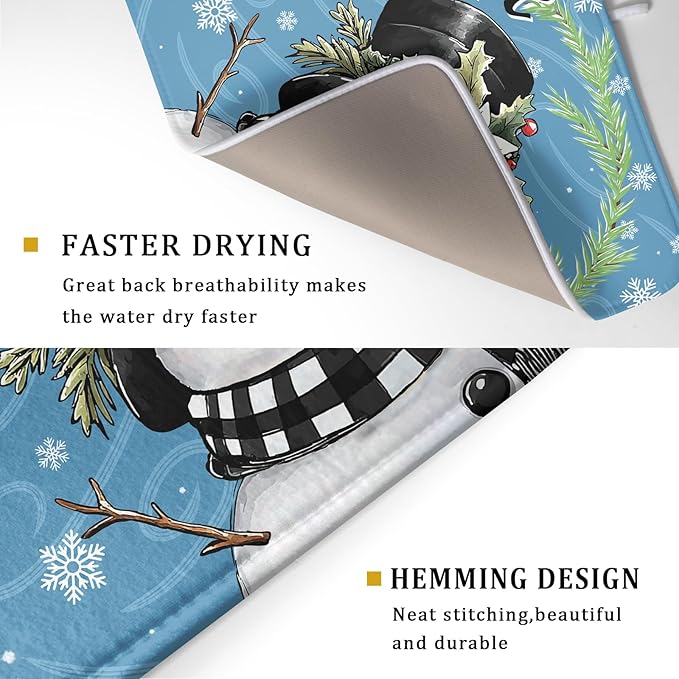 Christmas Snowman Dish Drying Mat