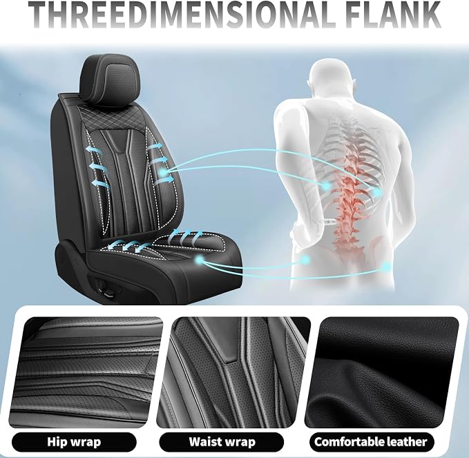 Fit Gladiator Car Seat Covers for Jeep Gladiator 2020-2025 2026 -Full Set Premium Leather, Waterproof & Breathable，All-Weather Seat Cushion Protecto & Airbag Compatible, 5 Seats All Black