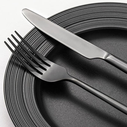 KINGSTONE Black Silverware Set, 60-Piece Forged Flatware Set Cutlery Set Premium Stainless Steel, Service for 12, for Kitchen, Home, Wedding, Party, Mirror Polished and Dishwasher Safe