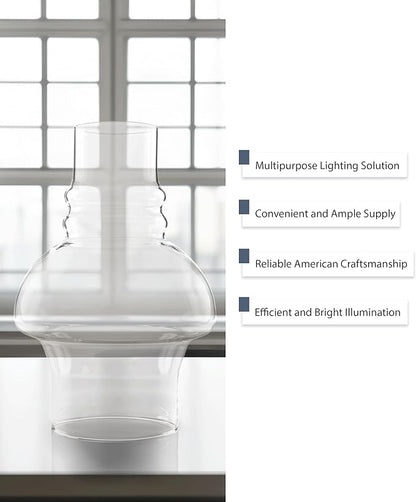 Light of Mine: 3" X 7" Oil Lamp Replacement Hooded Chimney - Clear Smooth Top Borosilicate Chimney (3" x 7")