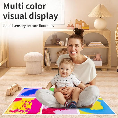 Liquid Lava Tiles for Kids： 11.8x11.8 in Educational Play Mat with Non-Slip Base Develop Motor Skills & Creativity for Children 3-12 Years（6PTFG1