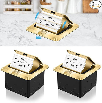 Vagueior Recessed Floor Electrical Outlet Kit, Waterproof Electrical Outlet