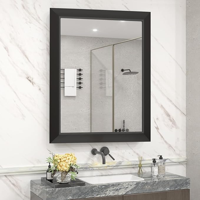 SMIROR Matte Black Bathroom Mirror