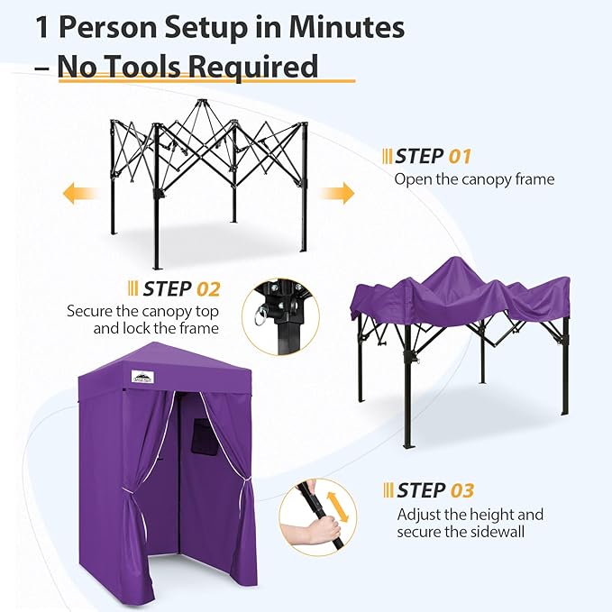 EAGLE PEAK Flex Compact 4x4 Pop-up Canopy Changing Room, Portable Dressing Room, Privacy Changing Tent for Indoor Fashion Photoshoots, Camping, or Pool, Purple