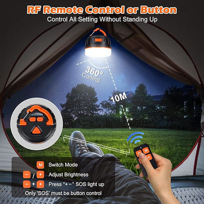 Sinvitron LED Camping Lantern Rechargeable with Remote Control - 1000LM 150H Runtime Tent Light, 5200mAh Water-Resistant Emergency Light for Hurricane Power Outages, Hiking Home
