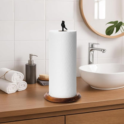 Wood Paper Towel Holder Countertop, Easy Tear Farmhouse Kitchen Towel Holder