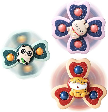 ALASOU 3PCS Suction Cup Spinner Toys for 1 Year Old Boy Girl|Spinning Top Baby Toys 12 18 Months|1 2 Year Old Boy Birthday Gift|Baby Bath Toy for Kids Ages 1-3|Sensory Toy for Toddlers 1-3