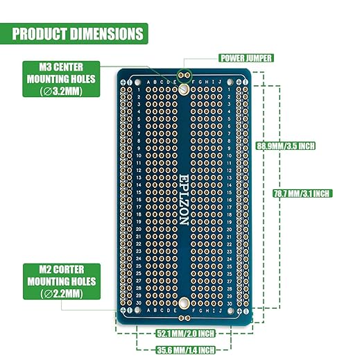 10 Pcs Solderable Breadboard PCB Board Gold-Plated Solder Breadboard for DIY Electronics Projects Apply to Soldering Projects 3.5"x2.05" (Blue)