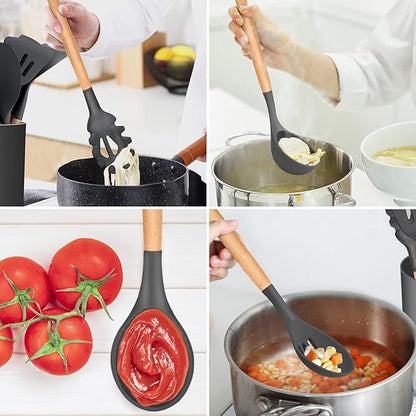 Kitchen Utensils Set of 12, E-far Silicone Cooking Utensils
