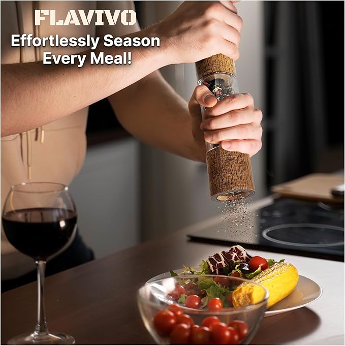 Wooden Salt and Pepper Grinder Set, Manual Premium Acrylic Salt and pepper Mills