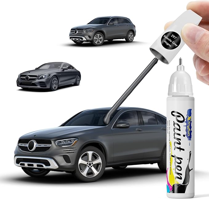 297 Selenite Grey Magno Touch Up Paint Compatible with Mercedes Benz, DIY Car Paint Scratch Repair, Quick & Easy Fix Automotive Scratch Repair for C/E/S/G/CLA/CLS/GLC/EQB/EQS/SL/Maybach