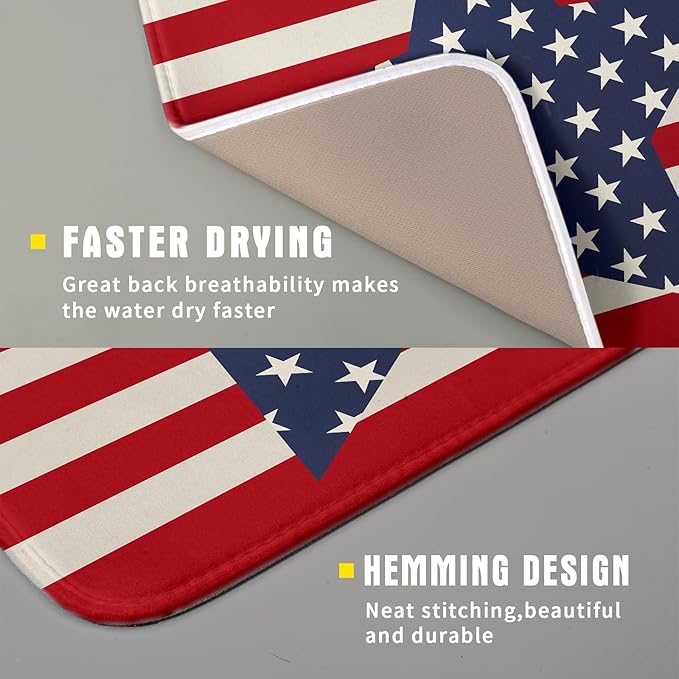 Blue Star Patriotic July of 4th Dish Drying Mat