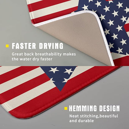 Blue Star Patriotic July of 4th Dish Drying Mat
