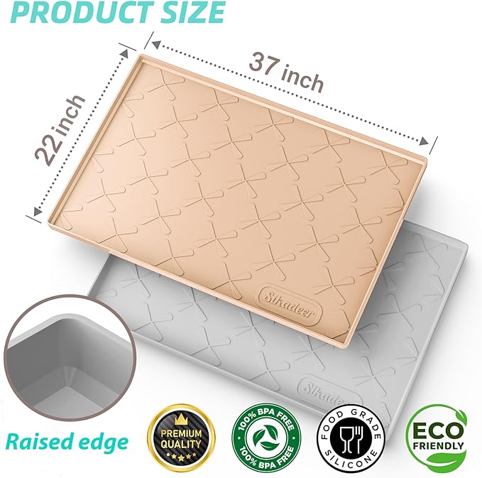 SIKADEER 37" x 22" Under Sink Mat Waterproof, Silicone Mat Kitchen Drawer Shelf