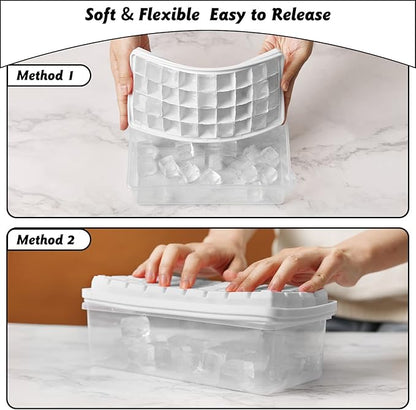 Silicone Ice Cube Tray with Leak-Proof Lid & Storage Bin