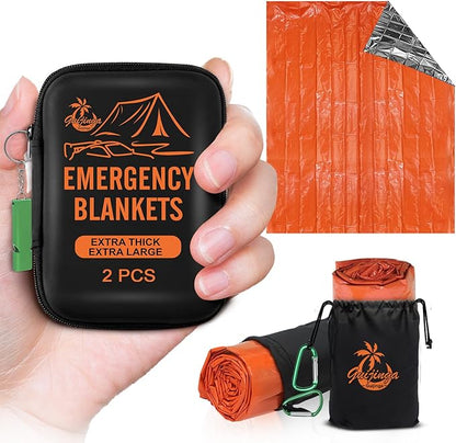 Emergency Blankets for Survival, 2-Pack/4-Pack Space Blankets, Gigantic & Extremely Thick Mylar Blankets, Suitable for Outdoor Survival, Camping, and Hiking