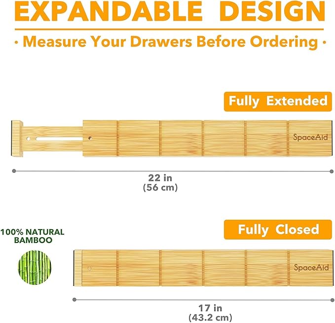 SpaceAid Bamboo Drawer Dividers