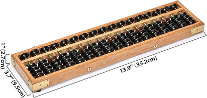 Yellow Mountain Imports Vintage Style Wooden Abacus - 13.9 Inches (35.3 Centimeters) - Professional 17 Column Soroban Calculator with Reset Button - Made